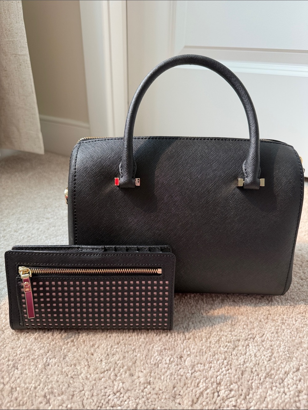 Kate Spade New York Cameron Street Perforated Rose Candace Satchel and Wallet - Picture 3 of 7
